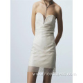 100% Poly Strapless Bone Fish Dress